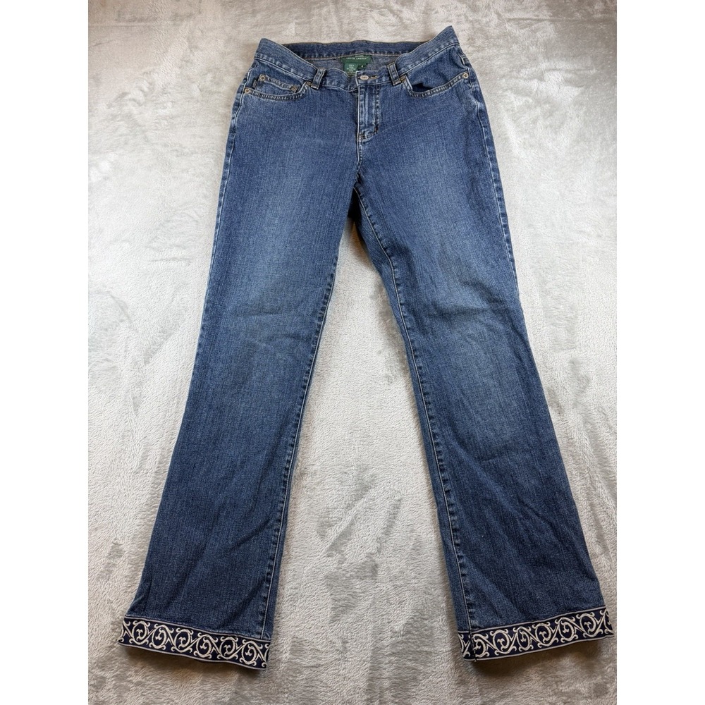 Lauren Jeans Co. Jeans Womens Size 4 Mid Rise Blue Denim Added Detailed Hem